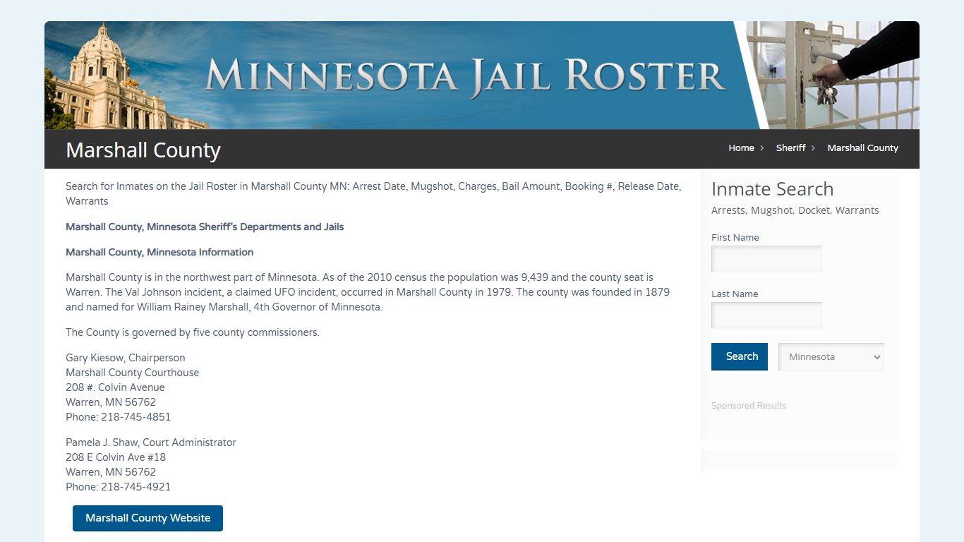 Marshall County | Jail Roster Search - MinnesotaJailRoster.com